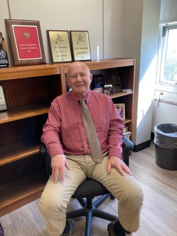 Athletic Director Mr. Vanidestine in his office recently.