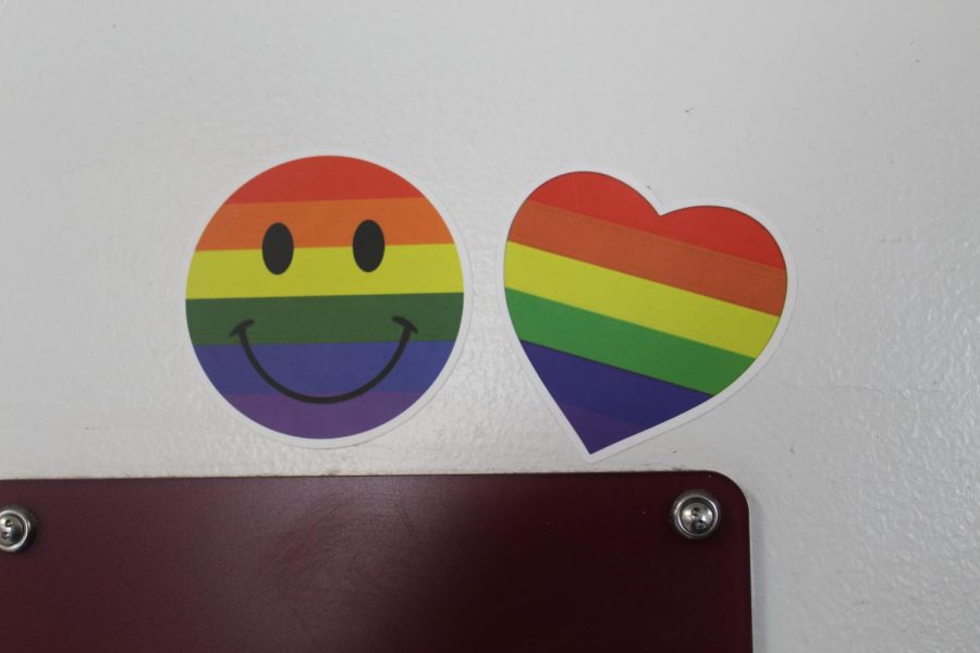 LGBTQ%2B+Pride+stickers+up+at+Bangor+High.