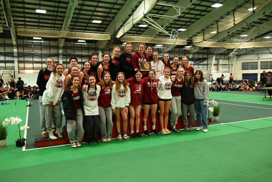 Bangor HS girls team wins the 2023 Class A Indoor Track States.